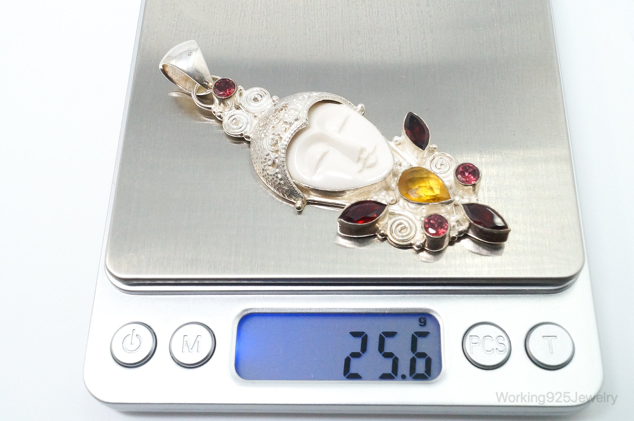 Large Vintage Goddess Multi Gem Sterling Silver Pendant | Jewelry > Necklaces > Pendants | Wiccan Center