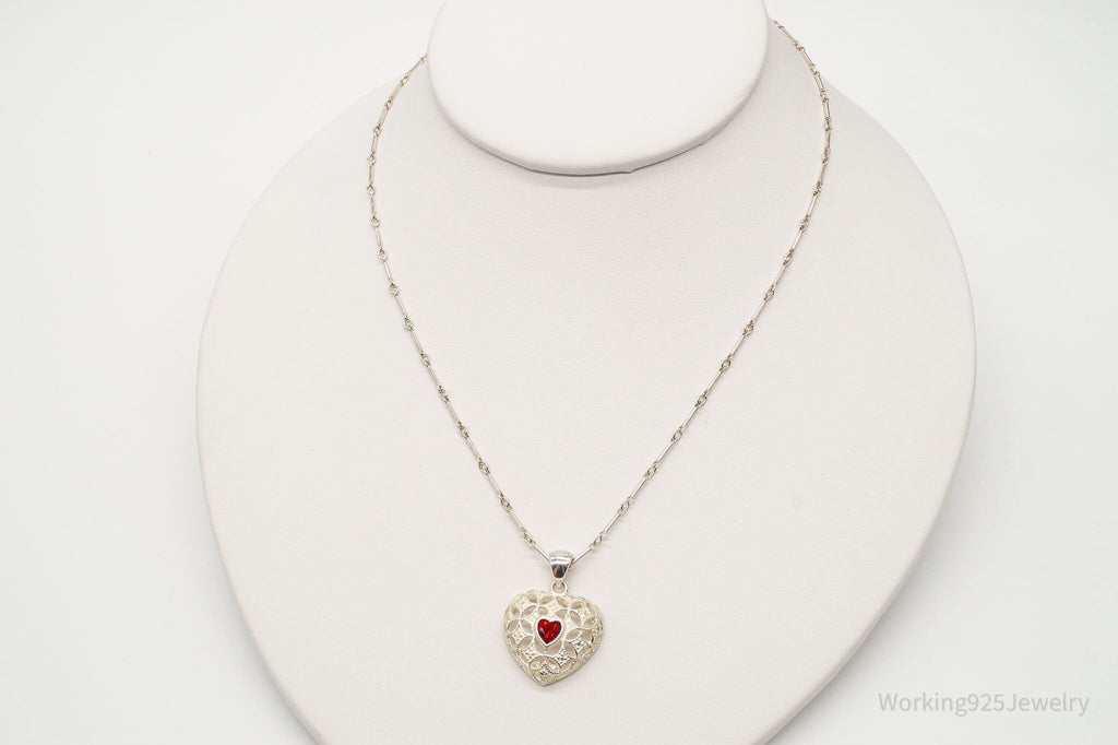 Vintage Avon Garnet Heart Sterling Silver Necklace | Jewelry > Necklaces > Pendants | Wiccan Center