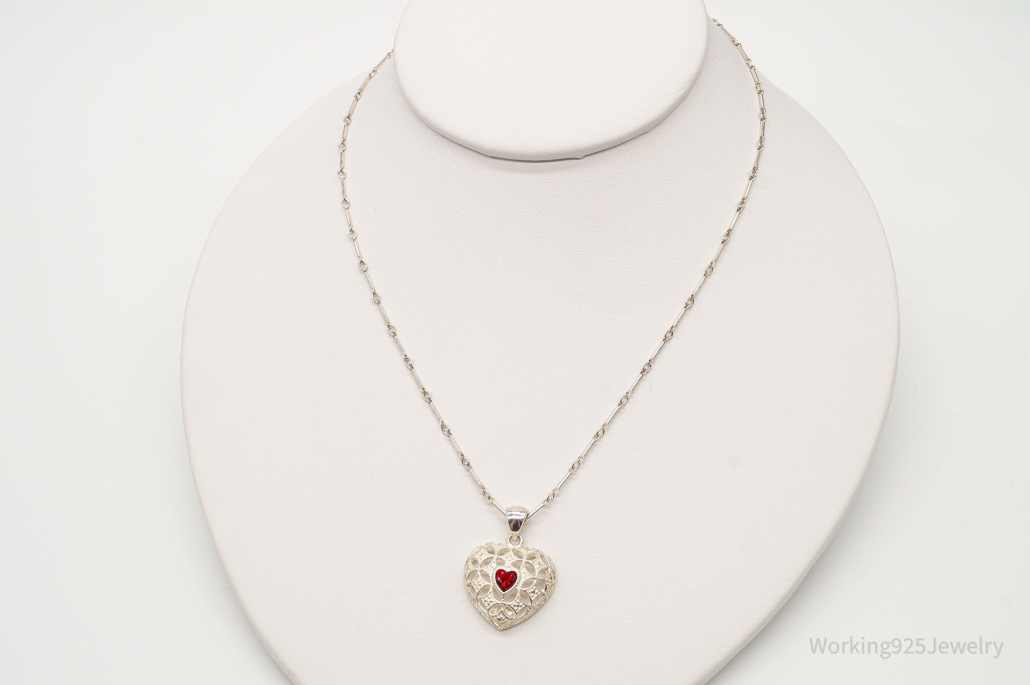 Vintage Avon Garnet Heart Sterling Silver Necklace | Jewelry > Necklaces > Pendants | Wiccan Center