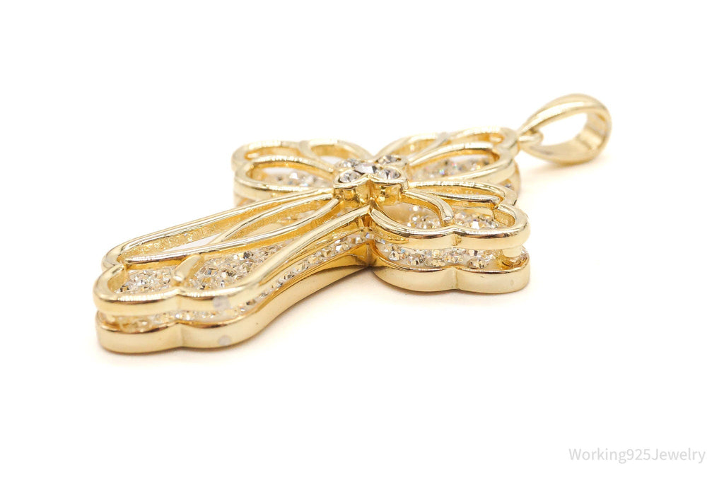 Large Designer JCM Swarovski Crystal Gold Vermeil Cross Sterling Silver Pendant | Jewelry > Necklaces > Pendants | Wiccan Center
