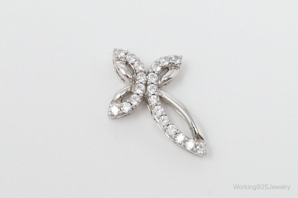 Vintage Cubic Zirconia Cross Sterling Silver Necklace Pendant | Jewelry > Necklaces > Pendants | Wiccan Center