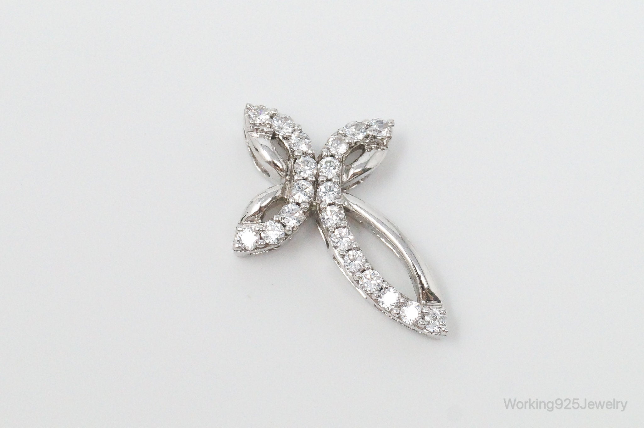 Vintage Cubic Zirconia Cross Sterling Silver Necklace Pendant | Jewelry > Necklaces > Pendants | Wiccan Center