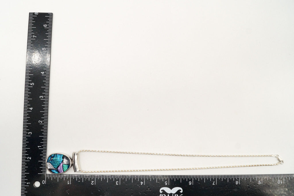 Vintage Large Dichroic Glass Sterling Silver Necklace | Jewelry > Necklaces > Pendants | Wiccan Center