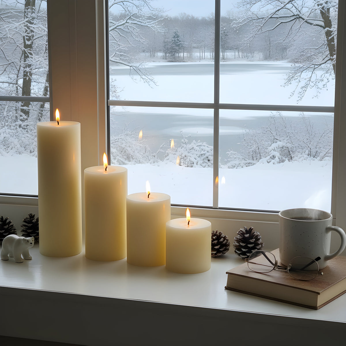 4 Inch Wide White Beeswax Pillar Candles | Candles | Wiccan Center