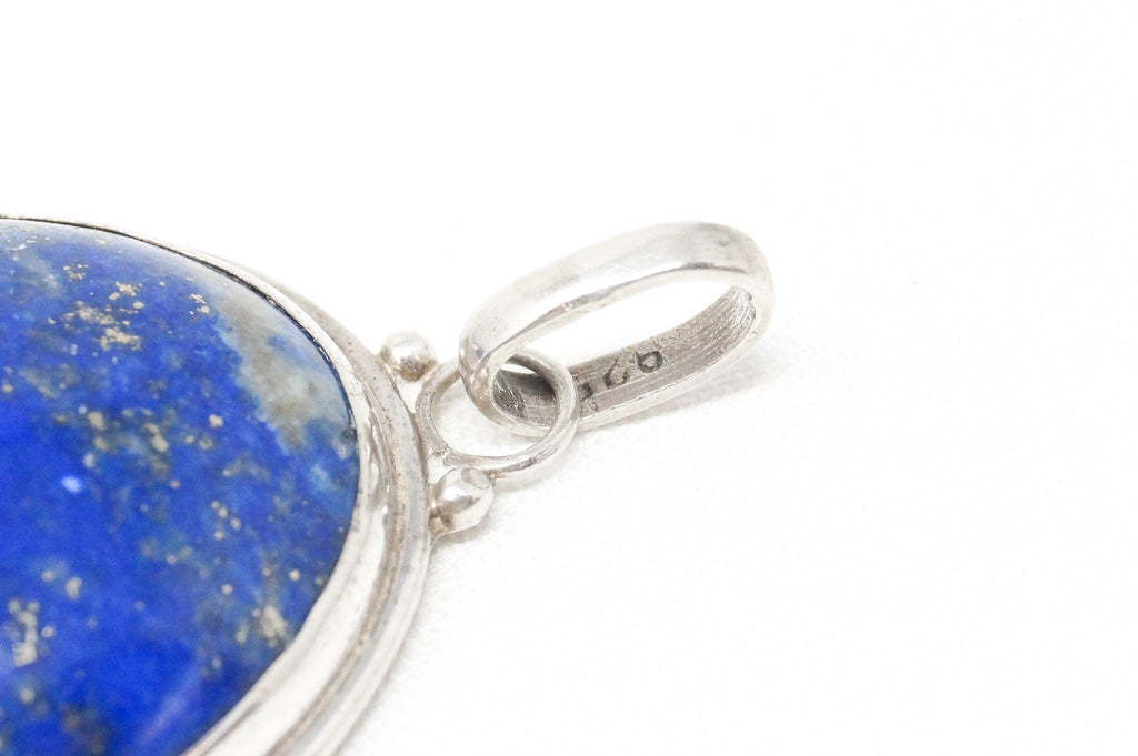 Vintage Large Handmade Lapis Lazuli Sterling Silver Necklace Pendant | Jewelry > Necklaces > Pendants | Wiccan Center