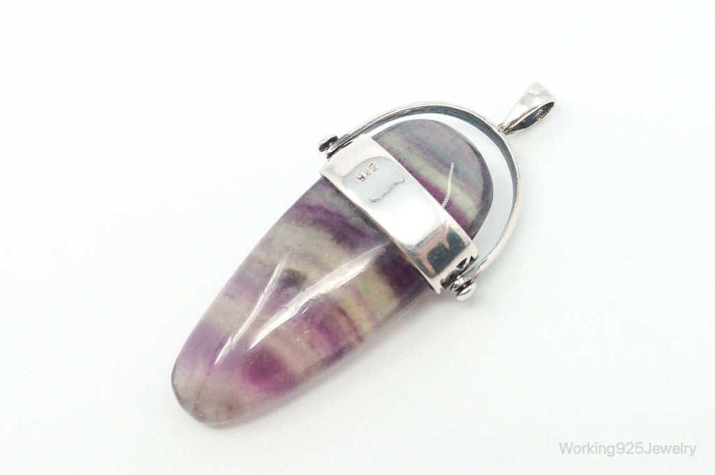 Vintage Purple & Green Fluorite Blue Opal Sterling Silver Pendant | Jewelry > Necklaces > Pendants | Wiccan Center