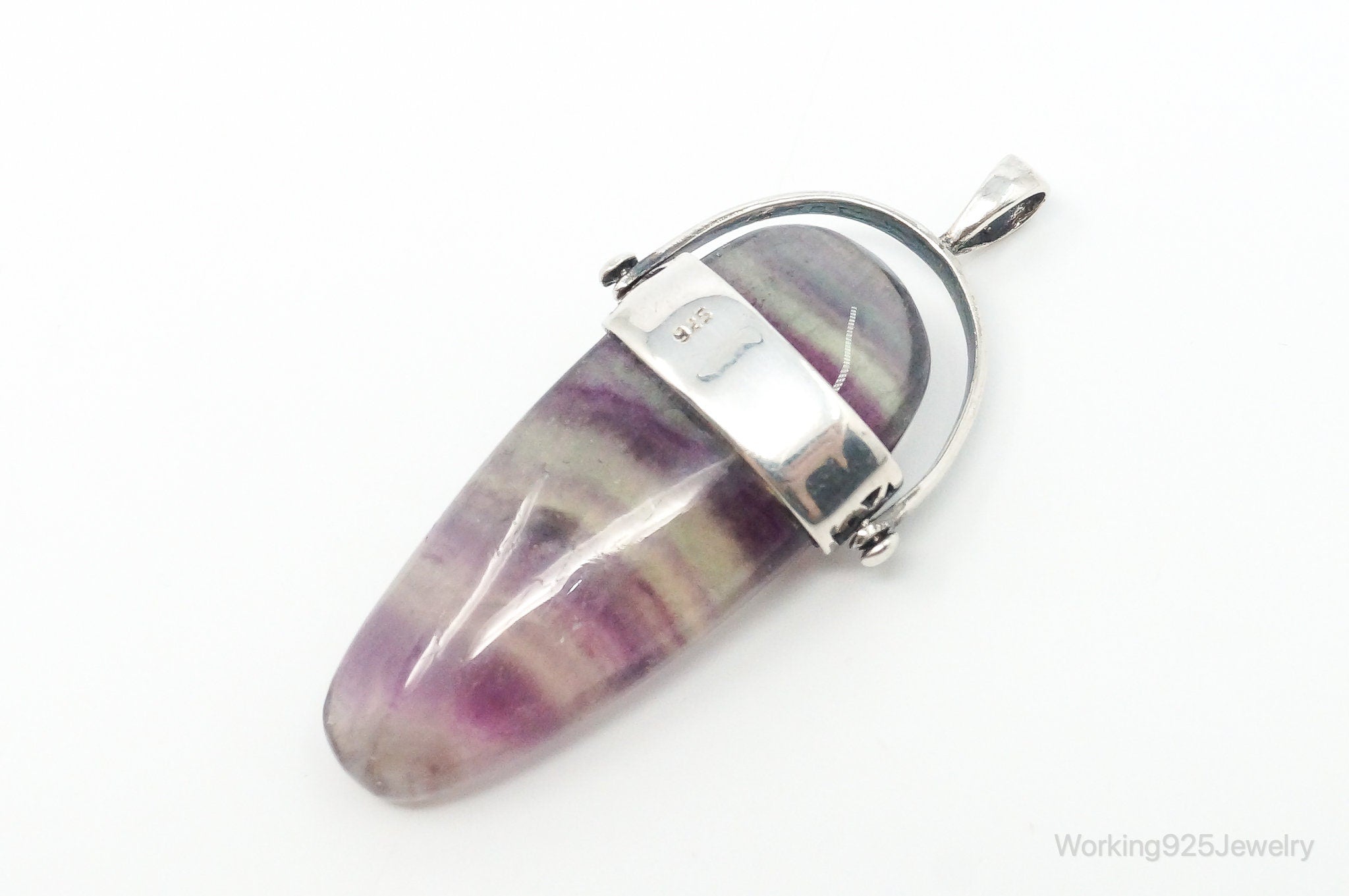 Vintage Purple & Green Fluorite Blue Opal Sterling Silver Pendant | Jewelry > Necklaces > Pendants | Wiccan Center