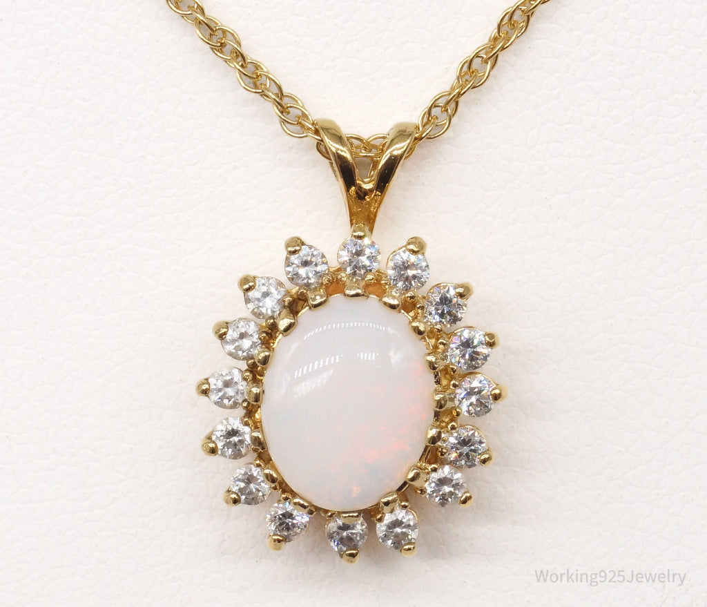 Vintage Opal Cubic Zirconia 14K Yellow Gold Filled Necklace | Jewelry > Necklaces | Wiccan Center