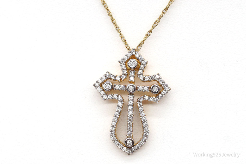 Designer Heng Ngai Cubic Zirconia Gold Vermeil Sterling Silver Cross Necklace | Jewelry > Necklaces > Pendants | Wiccan Center