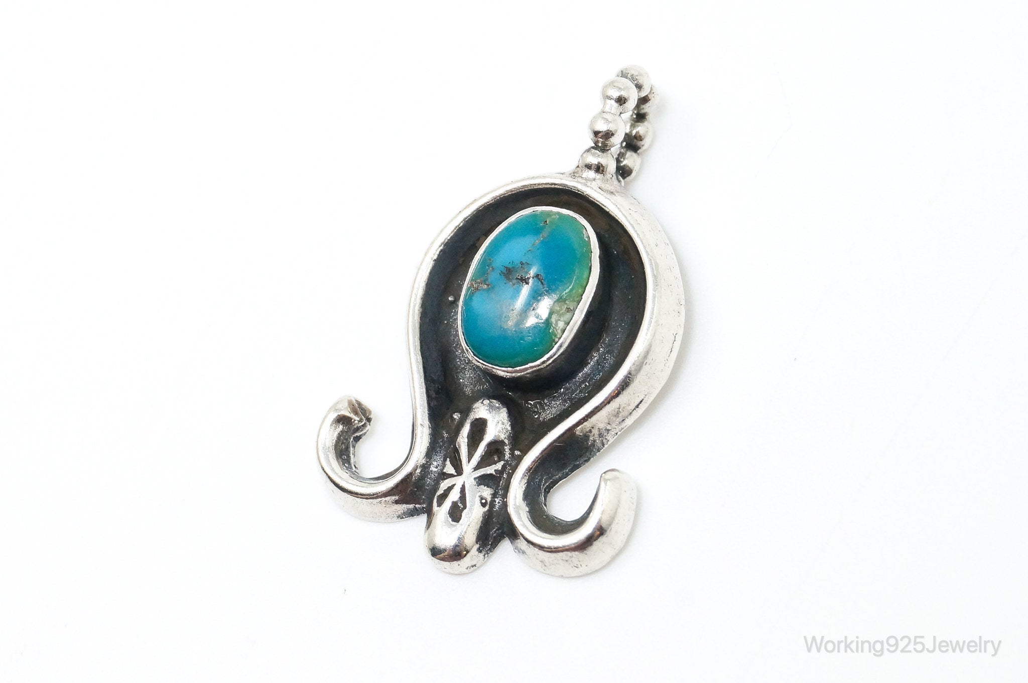 Vintage Native American Unsigned Turquoise Sterling Silver Pendant | Jewelry > Necklaces > Pendants | Wiccan Center