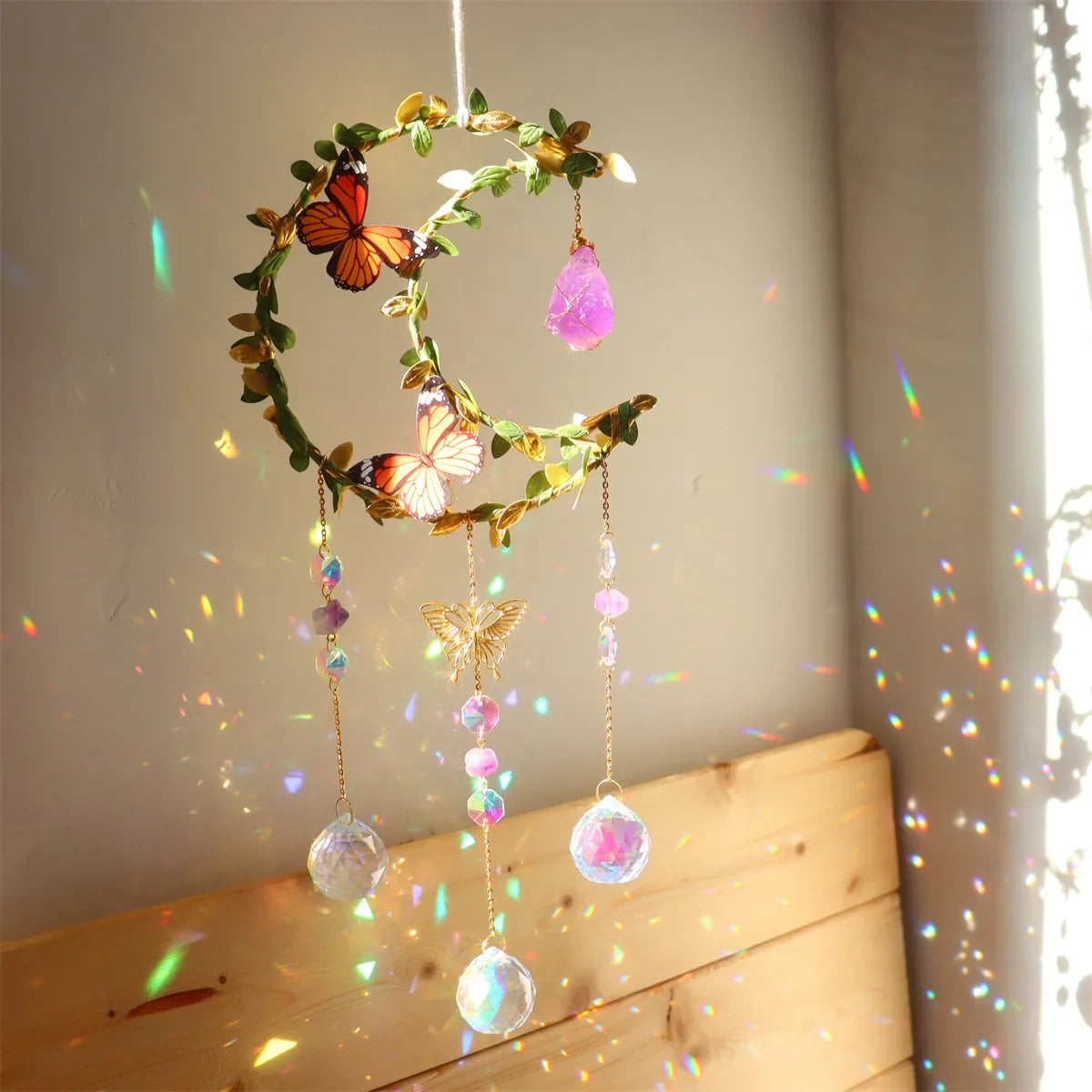 Sun Catcher with Butterfly Floral Vine Design Wedding Decor Home Wedding Party Decoration Ornament | | Wiccan Center