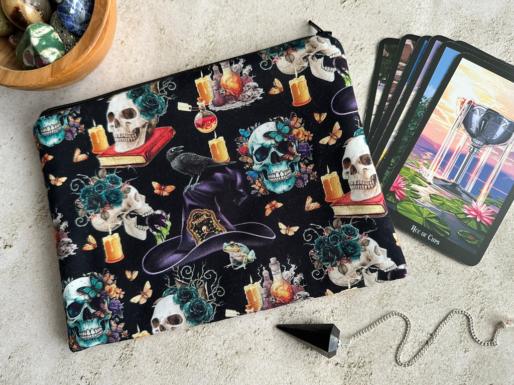 Witchy Tarot Card Bag With Zipper - Tarot Deck Storage Bag | Tarot Card Bags | Wiccan Center