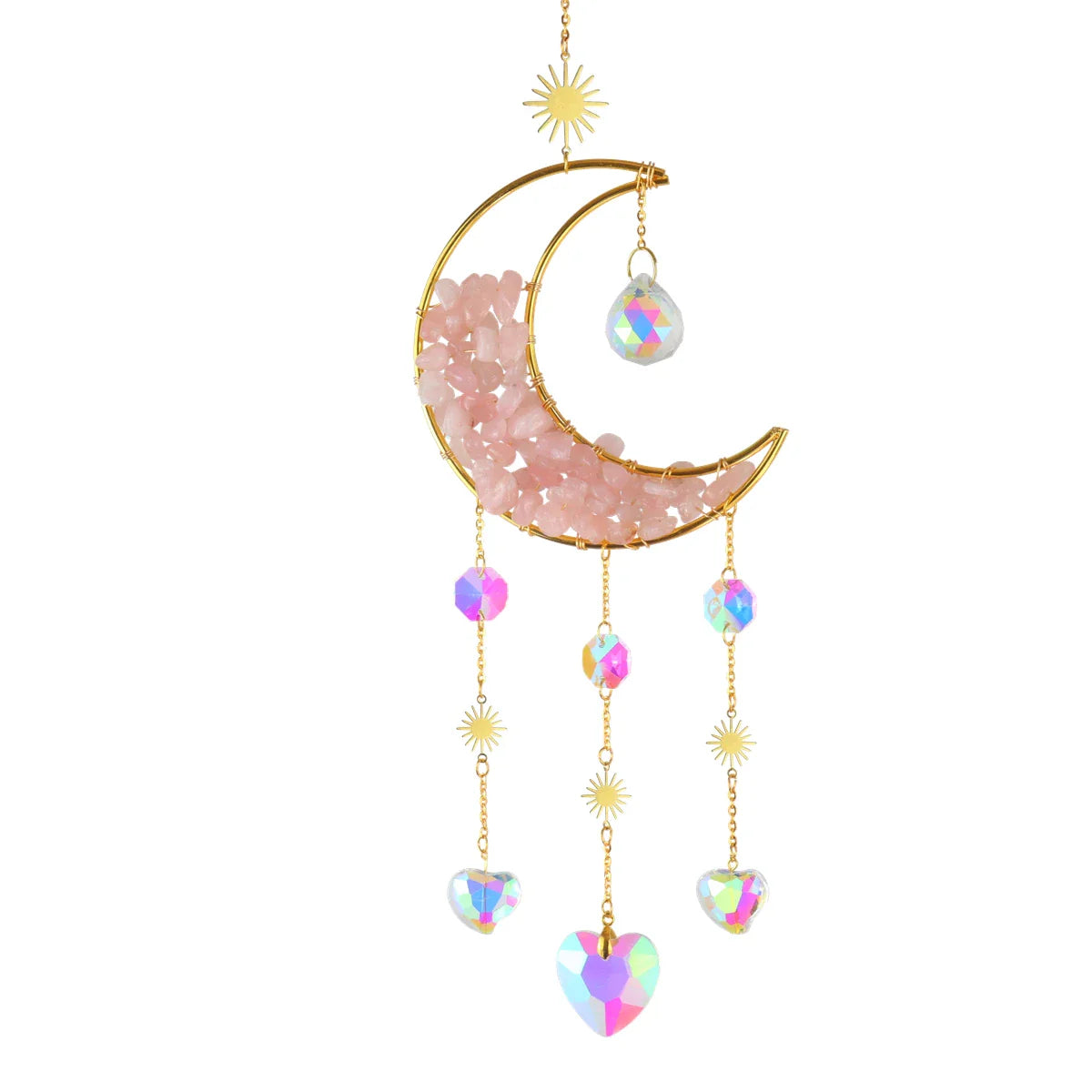 Hourglass Moon Purple Blue Green Pink Crystal Sun Catcher Pendant Decoration, Half Moon Window Hanging Pendant - Home and Garden | | Wiccan Center