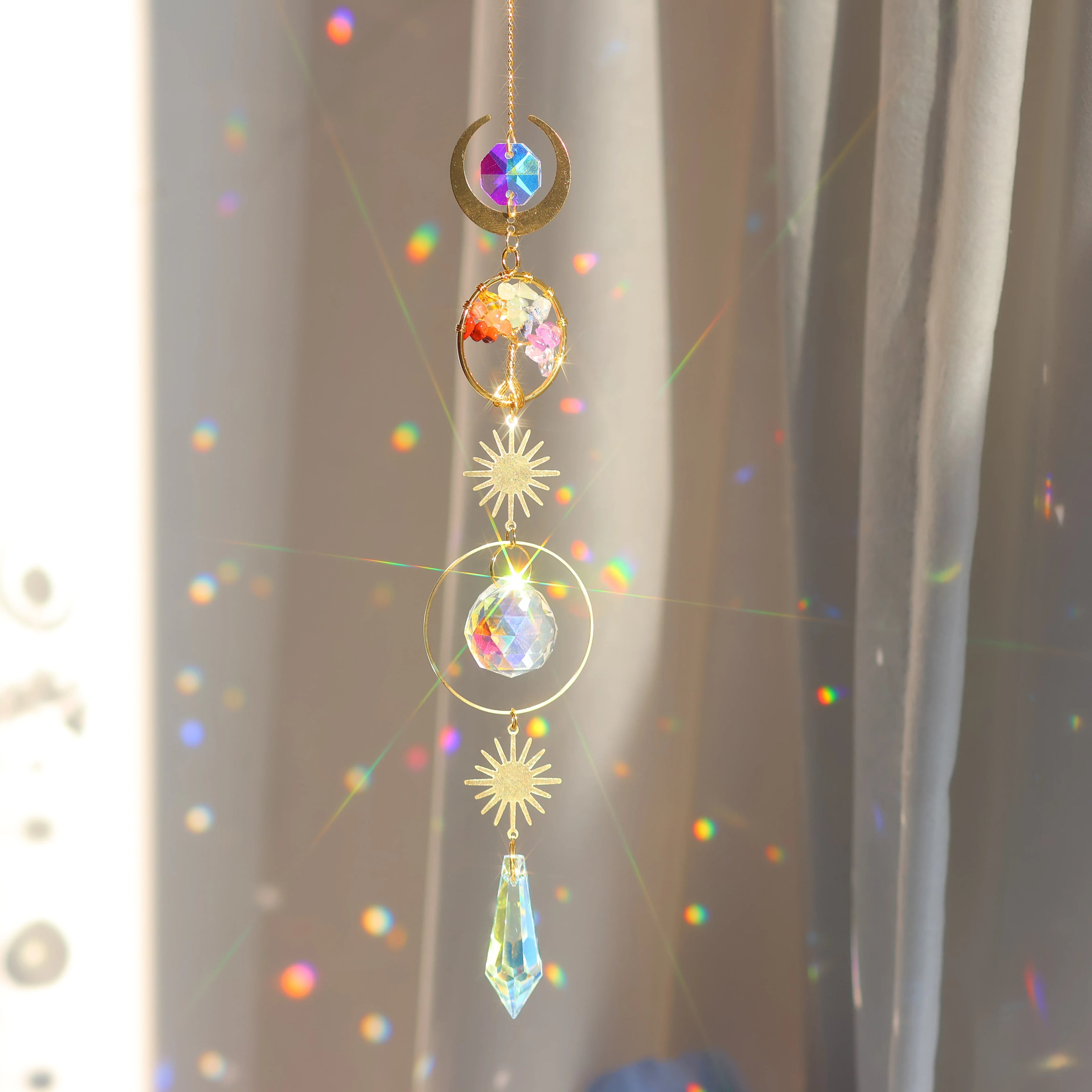 Tree of Life Crystal Pendant Sun Catcher Indoor and Outdoor Rainbow Home Garden Window Christmas Tree Wedding Decoration | | Wiccan Center