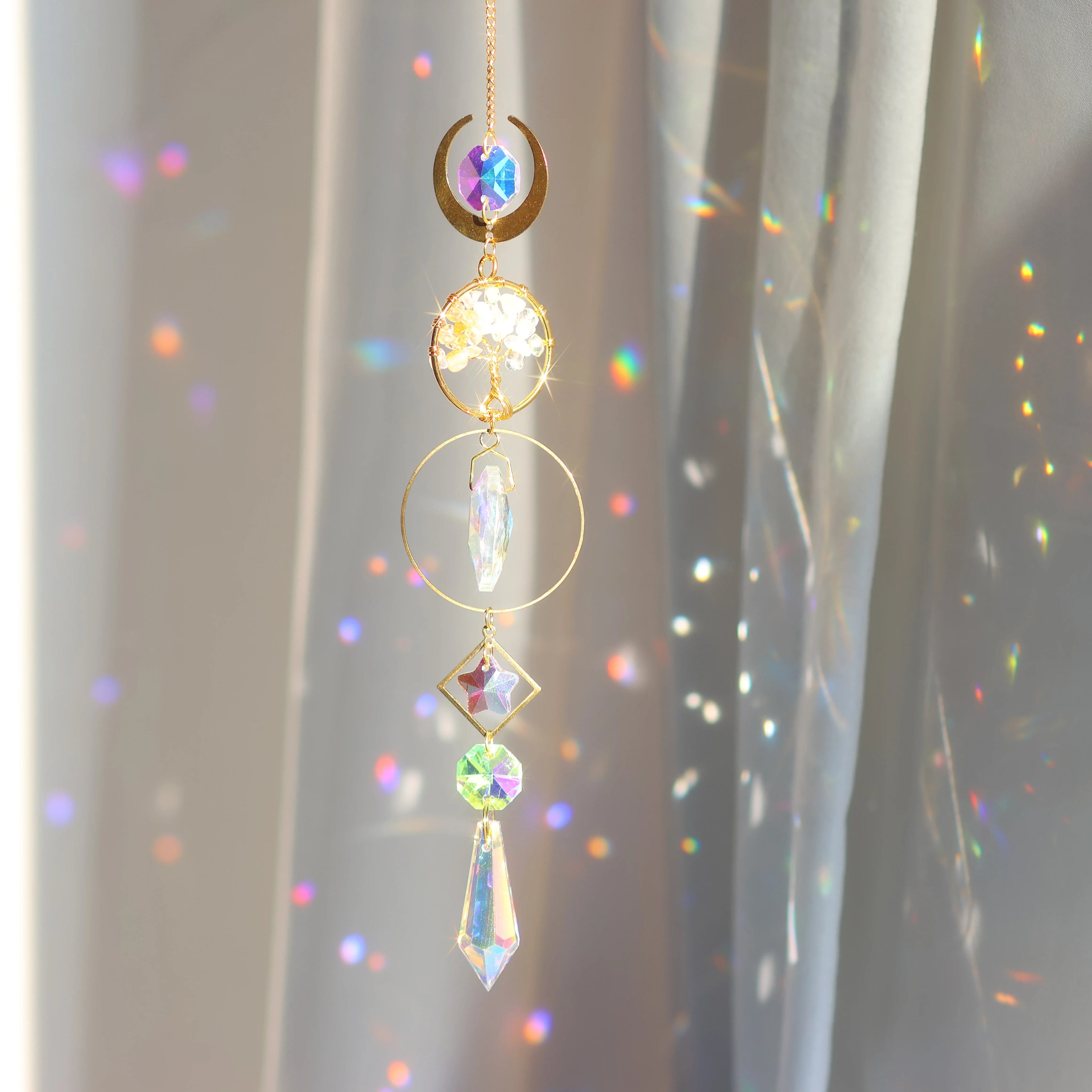 Tree of Life Crystal Pendant Sun Catcher Indoor and Outdoor Rainbow Home Garden Window Christmas Tree Wedding Decoration | | Wiccan Center