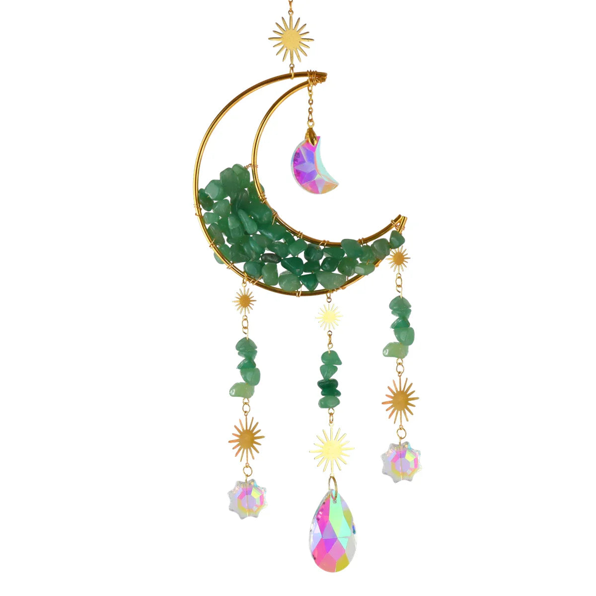 Hourglass Moon Purple Blue Green Pink Crystal Sun Catcher Pendant Decoration, Half Moon Window Hanging Pendant - Home and Garden | | Wiccan Center