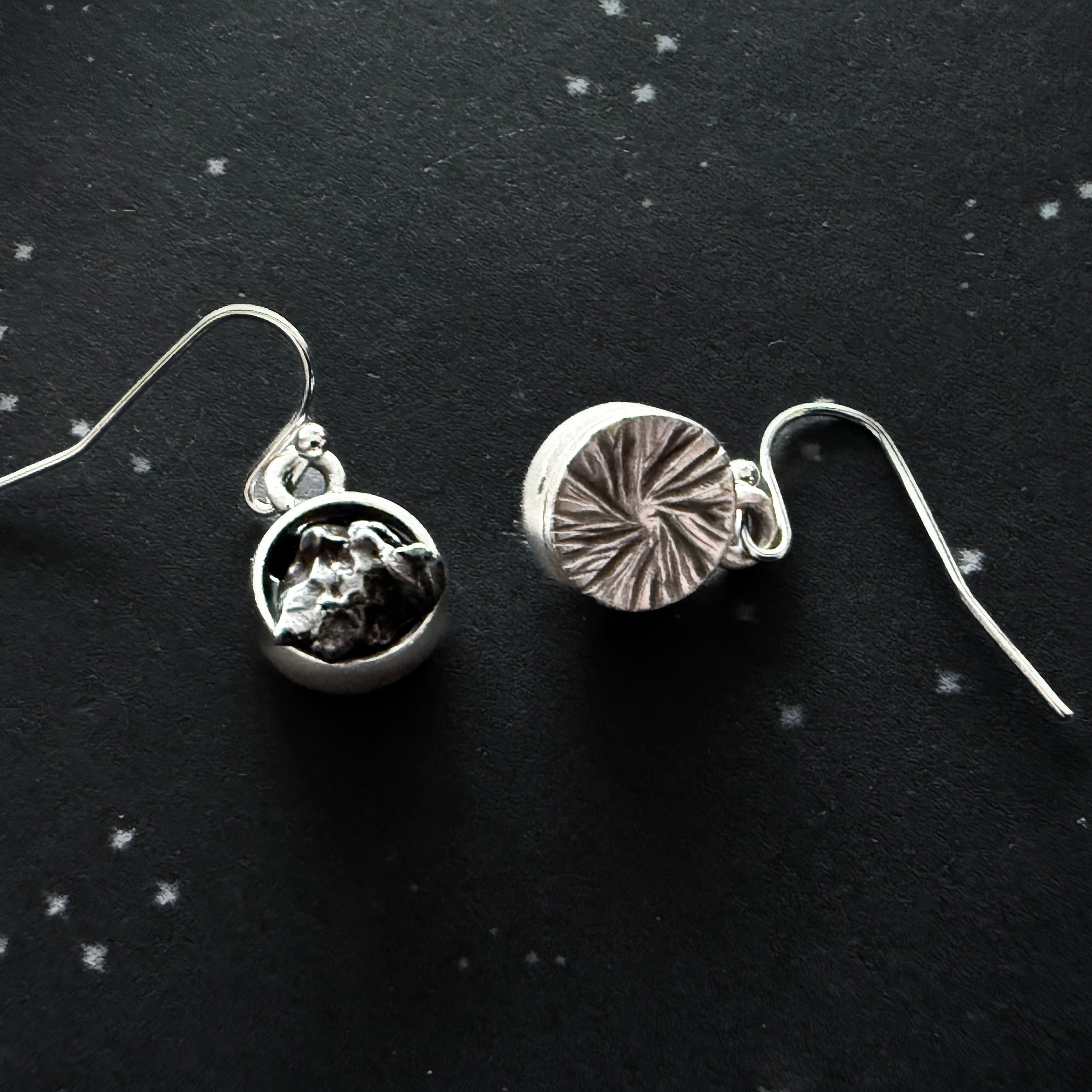 Small Round Raw Meteorite Dangle or Stud Earrings | Earrings | Wiccan Center