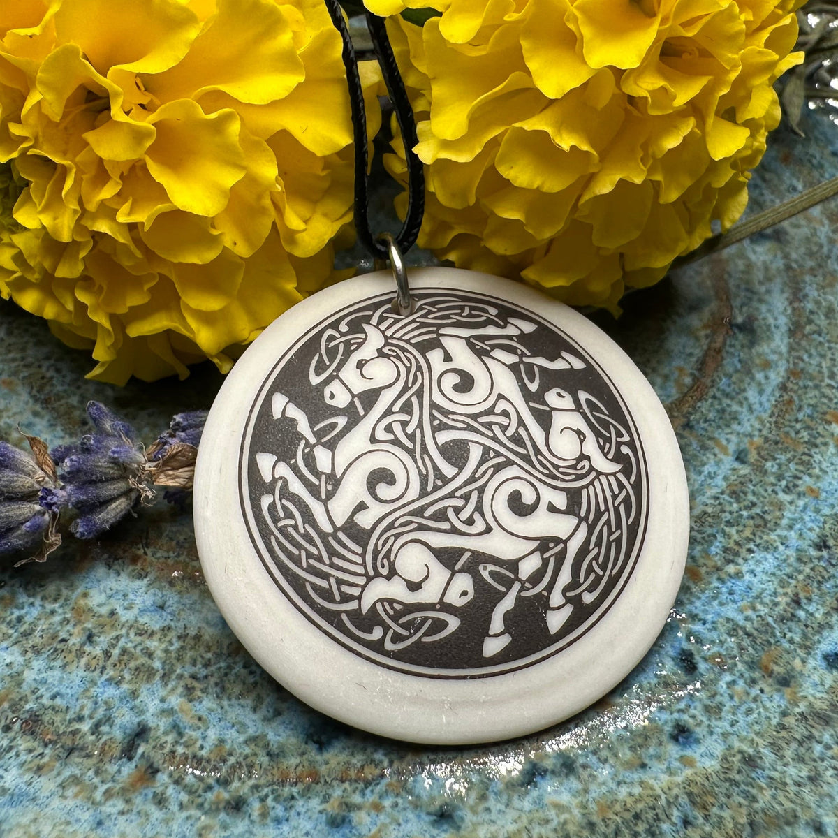 Artisan Celtic Triple Horse Necklace - Handmade in the U.S.A.