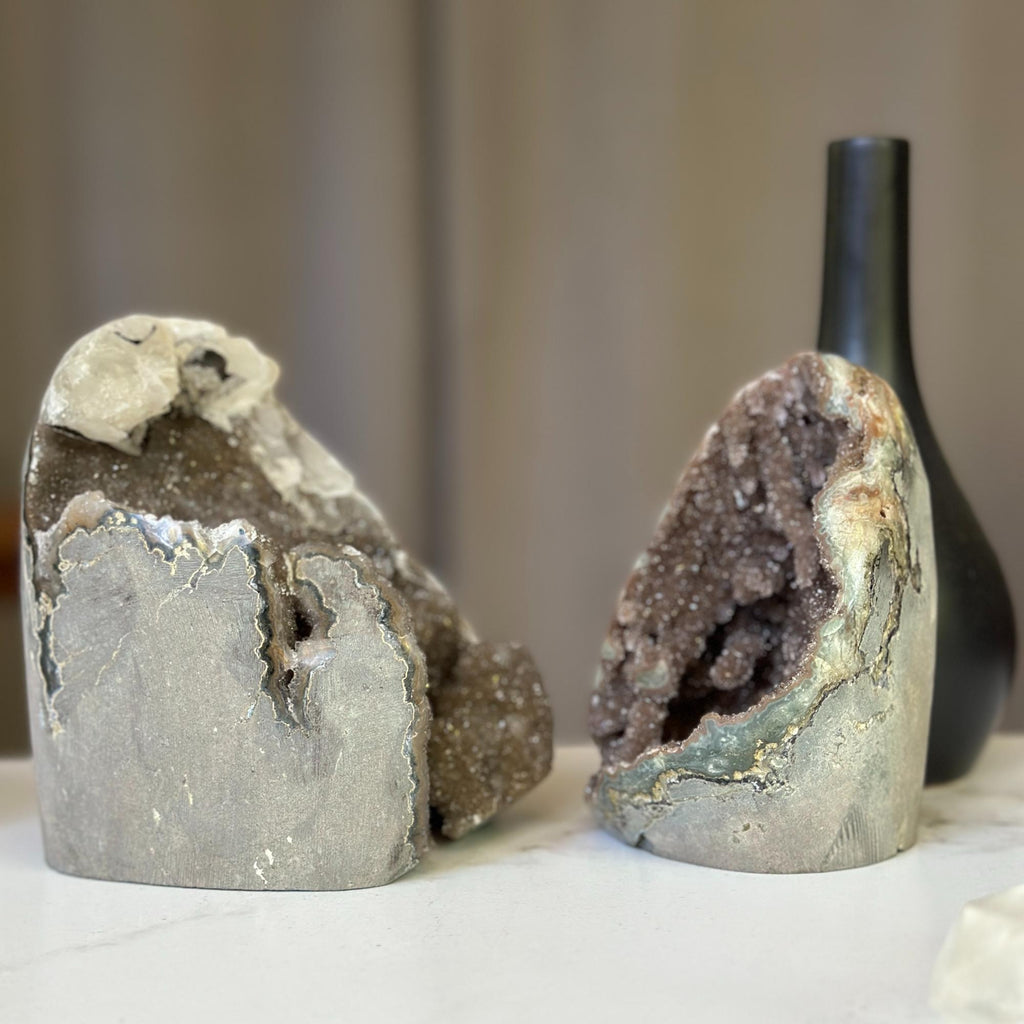 AAA Quality Uruguayan Amethyst Free Form With Calcite Set | Rocks & Fossils | Wiccan Center