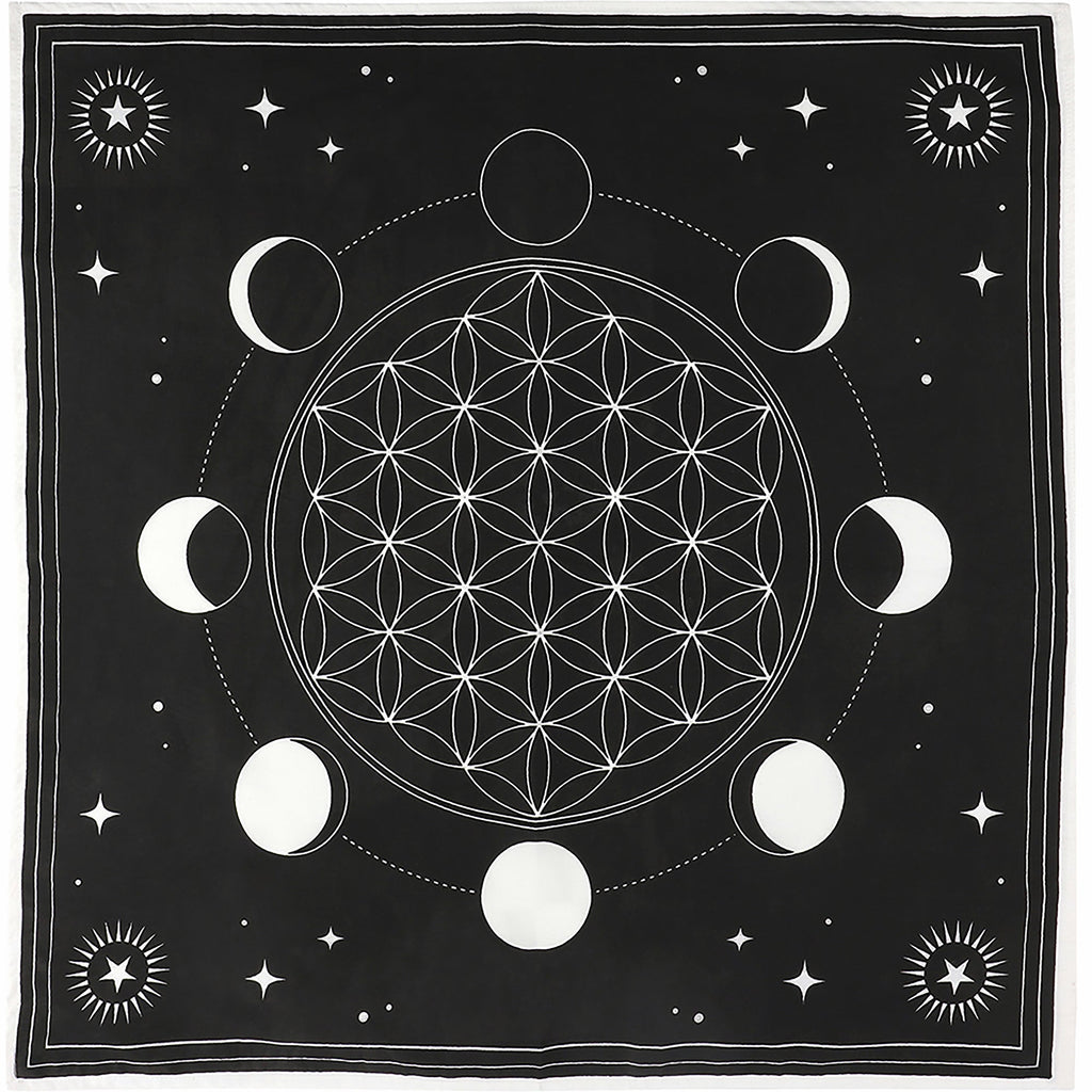 Moon Phases Sacred Geometry Crystal Grid Cloth | Altar Cloths | Wiccan Center
