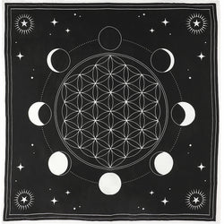 Moon Phases Sacred Geometry Crystal Grid Cloth | Altar Cloths | Wiccan Center