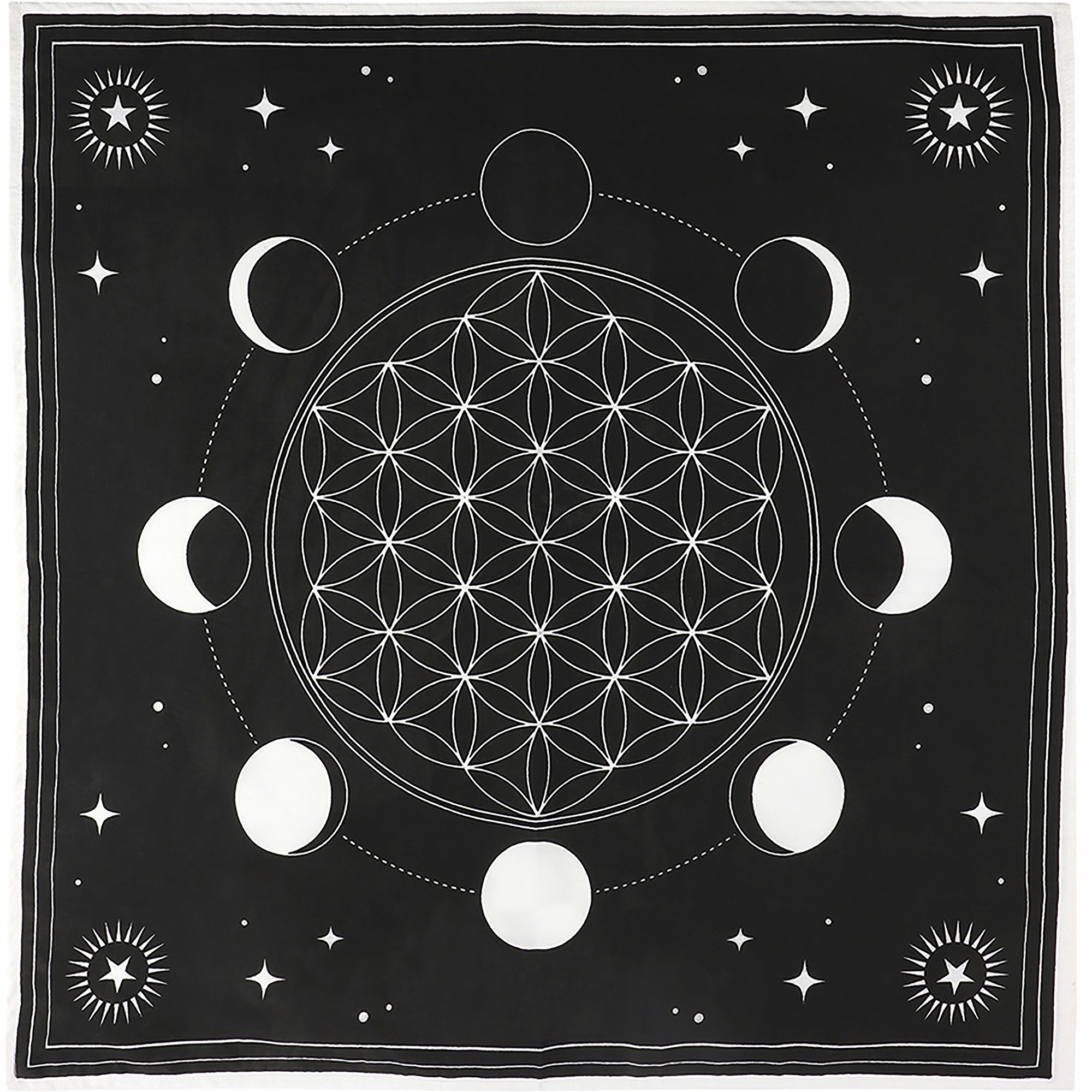 Moon Phases Sacred Geometry Crystal Grid Cloth | Altar Cloths | Wiccan Center