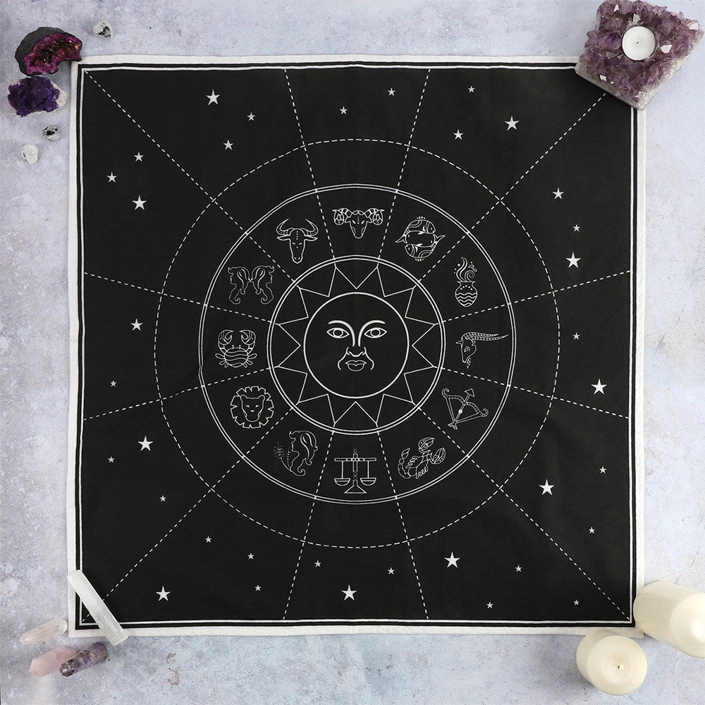 Zodiac Crystal Grid Altar Cloth | Altar Cloths | Wiccan Center