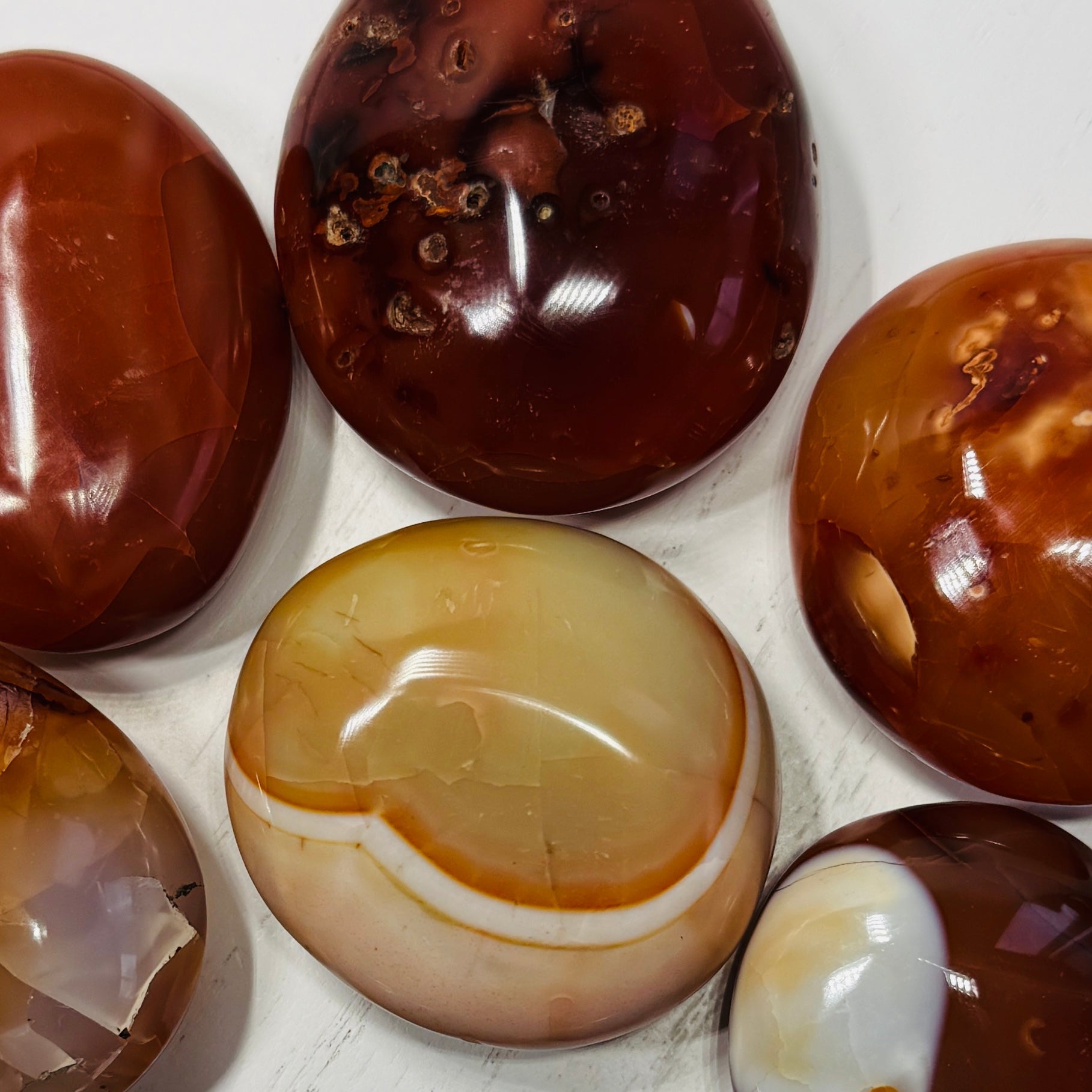 5 LB Carnelian Agate Palm Stone / Worry Stone Lot – Polished Assortment (No Selection)