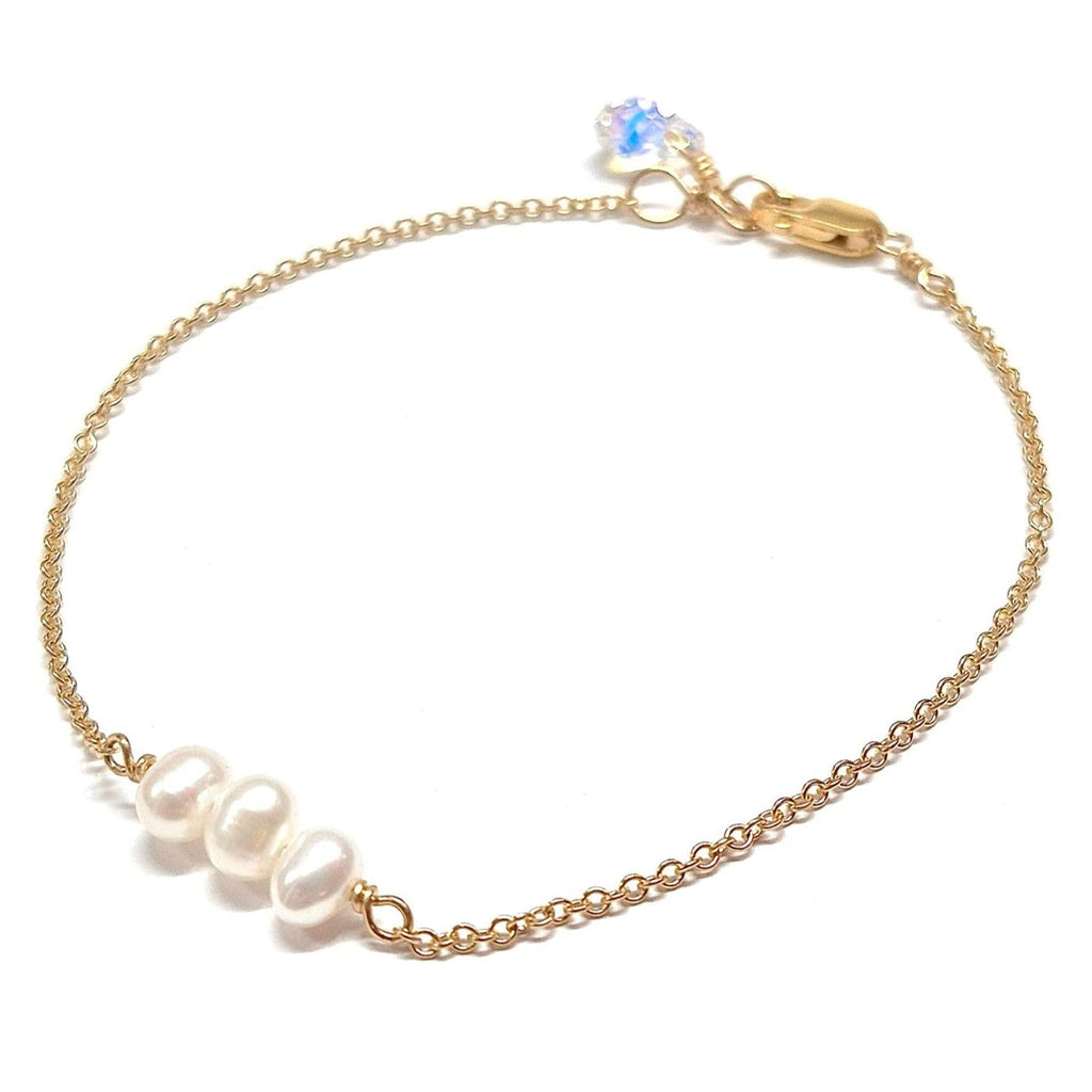 Three Pearls Bracelet | 14K Gold Filled or Sterling Silver