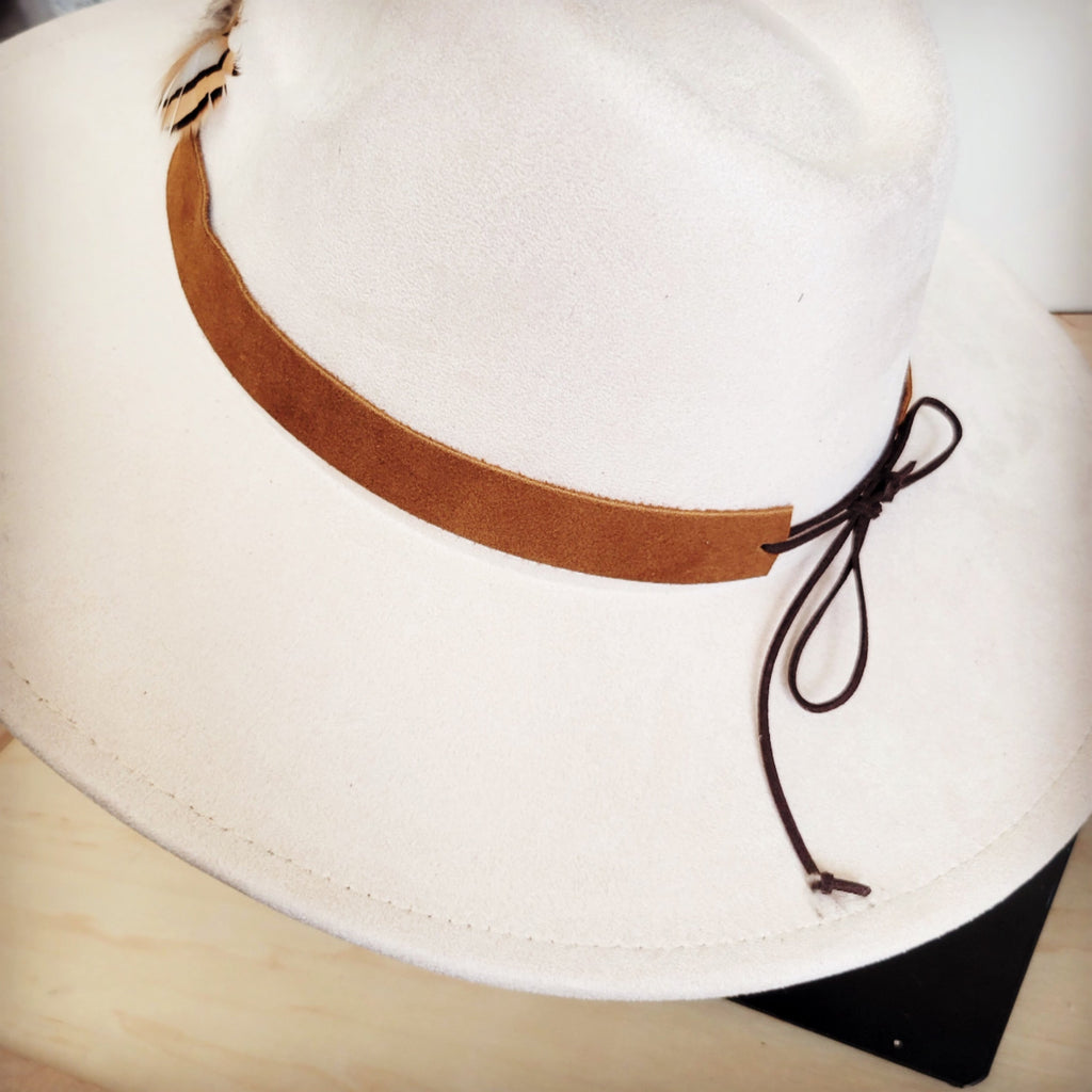 **Genuine Suede Leather Hat Band w/ Stone Pendant & Feathers 954u | Hat Band | Wiccan Center