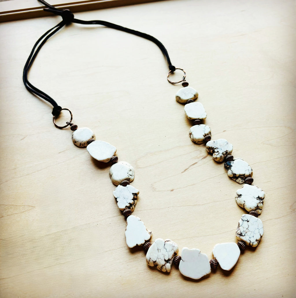 White Turquoise Slab Necklace with Leather Closure 228O | Necklace | Wiccan Center