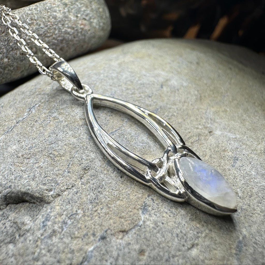 Elegant Moonstone Celtic Trinity Knot Necklace | Pendant | Wiccan Center