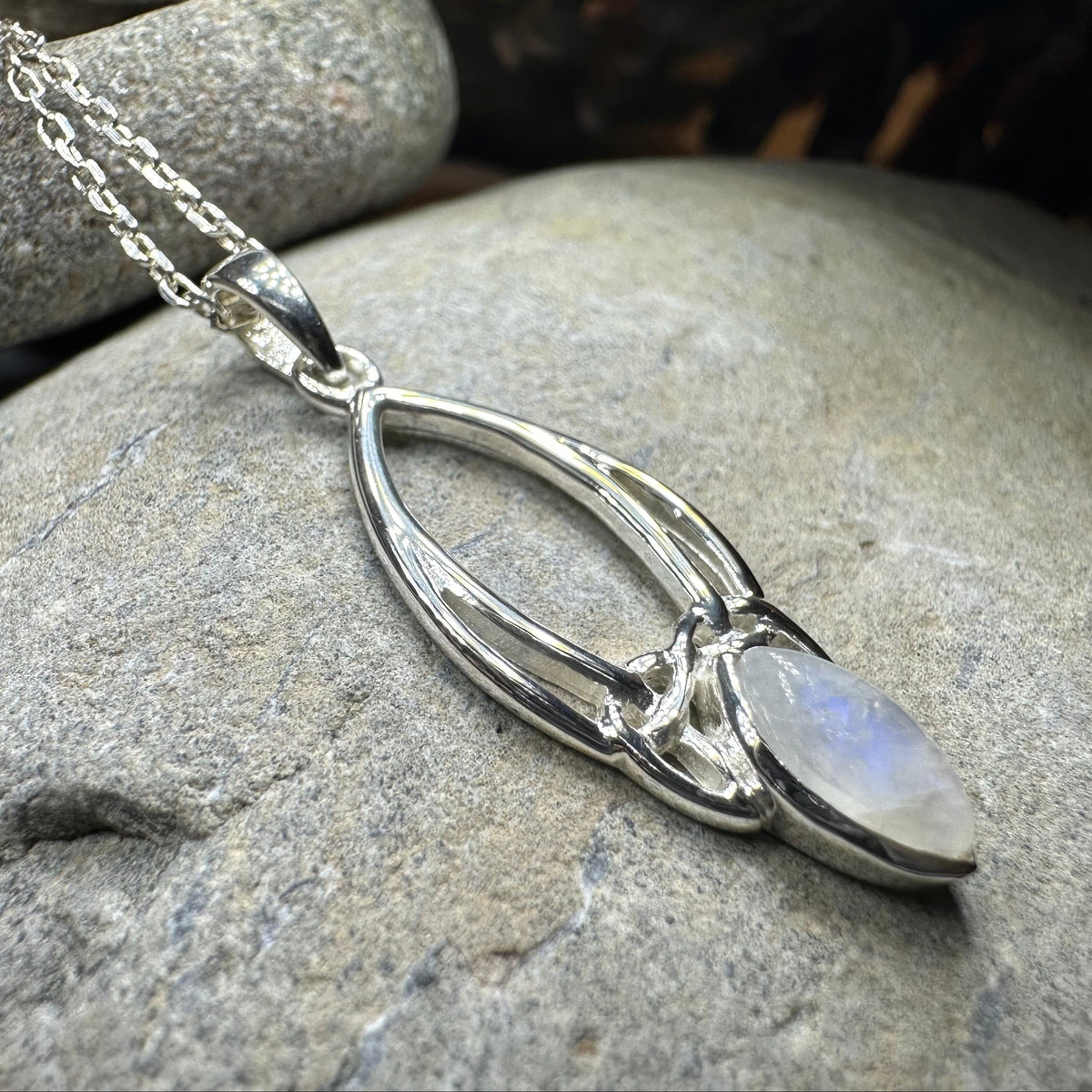 Elegant Moonstone Celtic Trinity Knot Necklace | Pendant | Wiccan Center