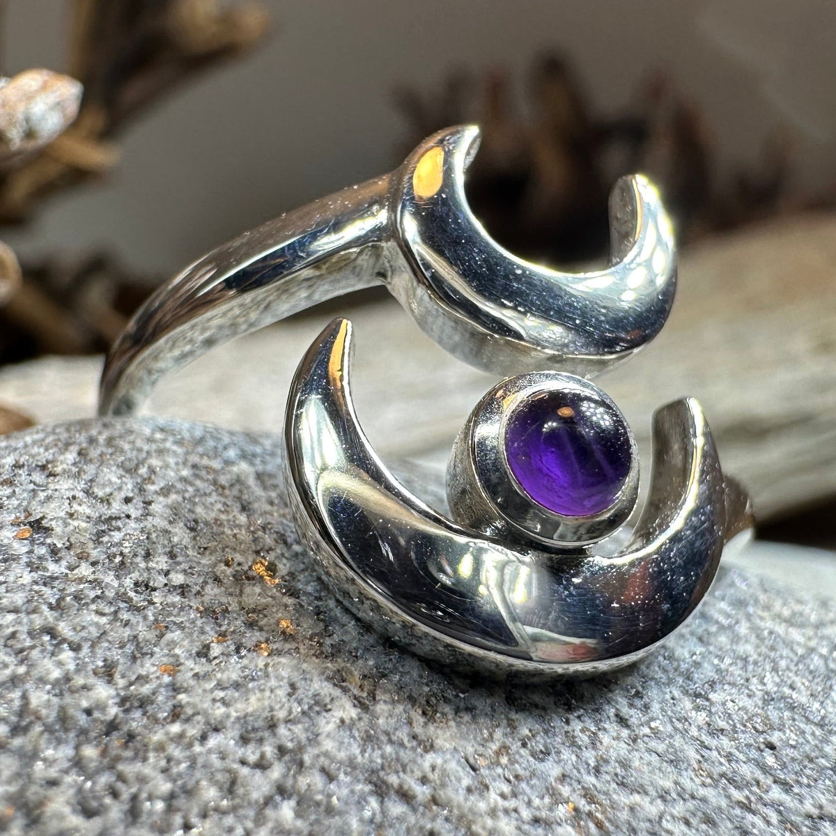 Double Crescent Moon Ring in Sterling Silver