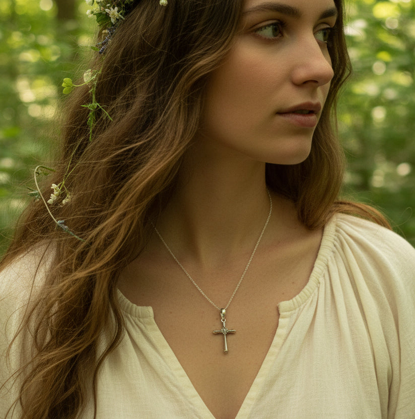 Petite Simplicity Marcasite Cross Necklace in Sterling Silver | Pendant | Wiccan Center