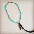 Turquoise & Copper Necklace w/ Feather Tassel Pendant 264c | Necklace | Wiccan Center
