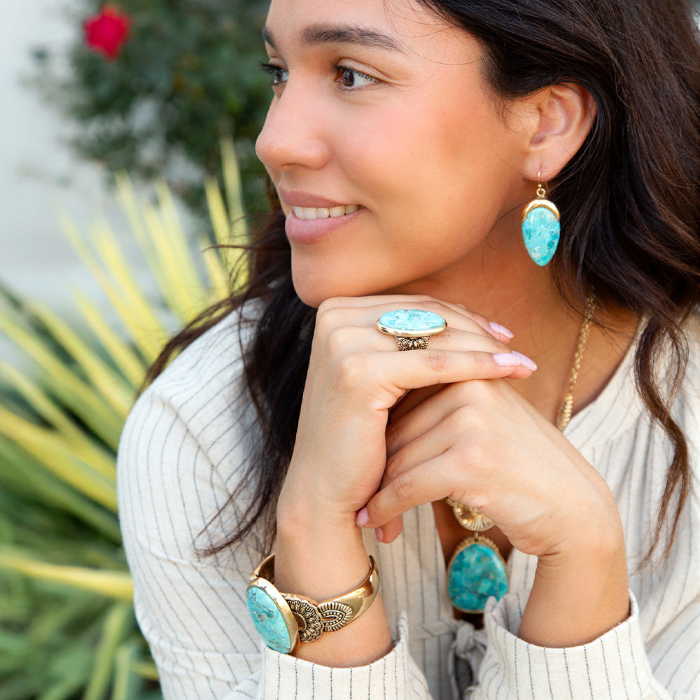 Agave Turquoise and Bronze Statement Cuff Bracelet | Bracelets | Wiccan Center