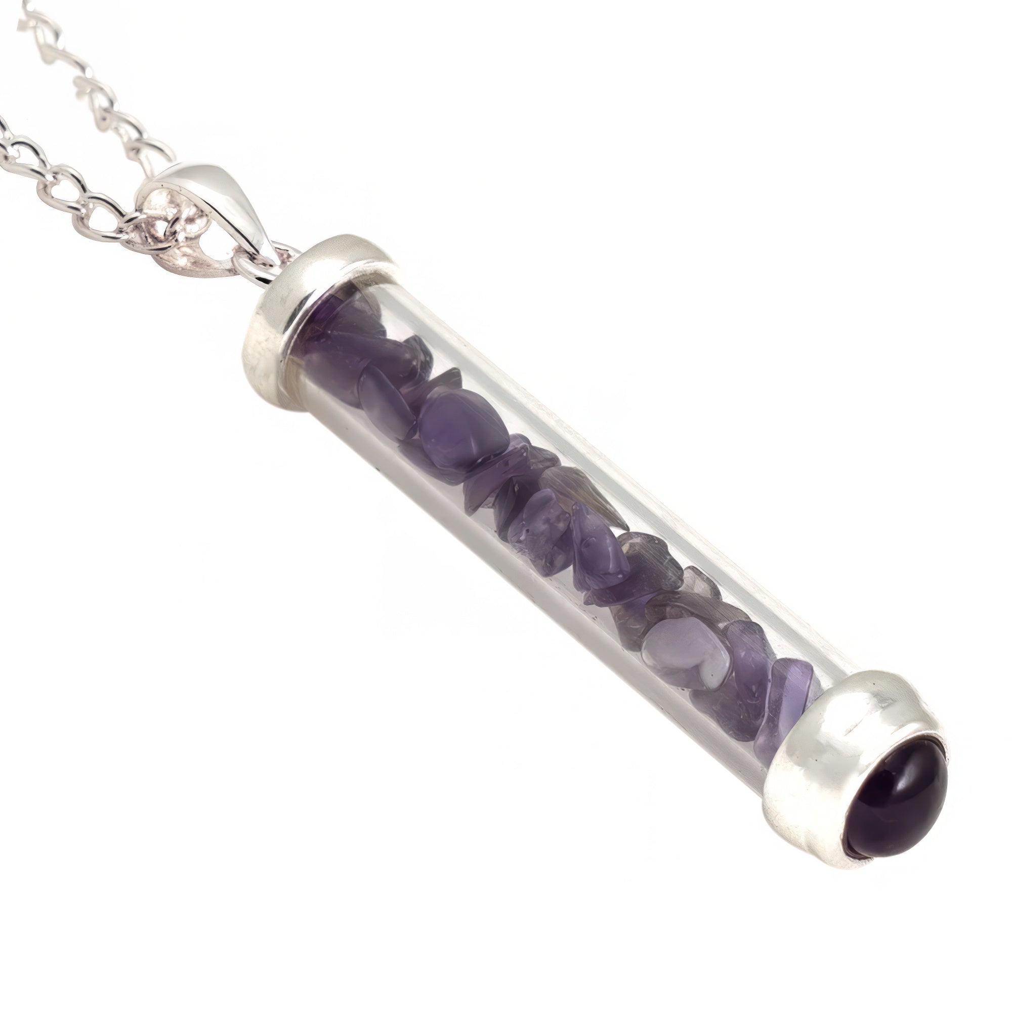 Amethyst Gem Power Vial Pendant for Healing | Gem Power Vials | Wiccan Center