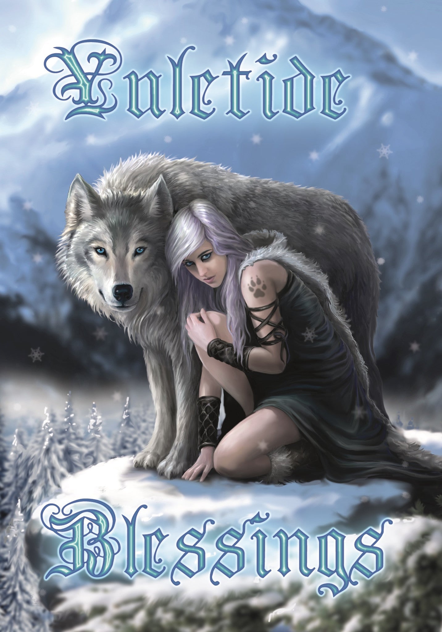 Winter Protector Yuletide Blessing Card | Anne Stokes Yuletide Magic Cards | Wiccan Center