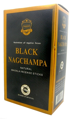Anand - Black Nagchampa Incense Sticks (15 grams x 12 packs) | INCENSE AND MORE | Wiccan Center