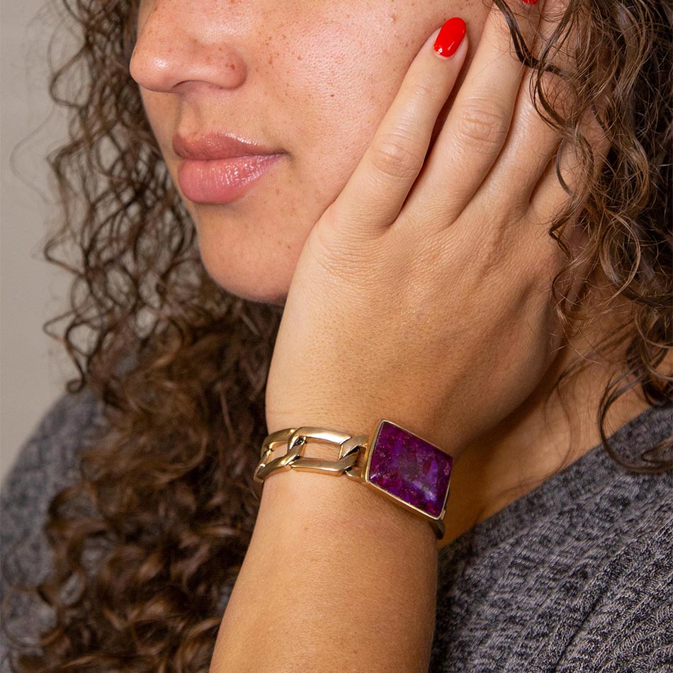 Purple Turquoise Golden Cuff Bracelet | Bracelets | Wiccan Center