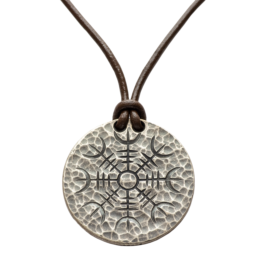Silver Helm of Awe Coin Necklace - .999 Fine Silver - Aegishjalmur - Warrior's Stave Viking Coinage | Necklaces | Wiccan Center