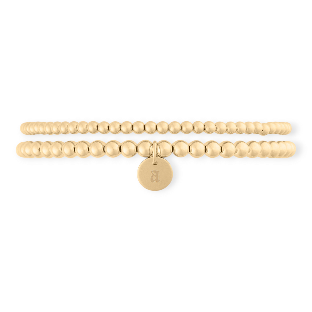 old english initial juno double bracelet stack (3+4mm) | | Wiccan Center