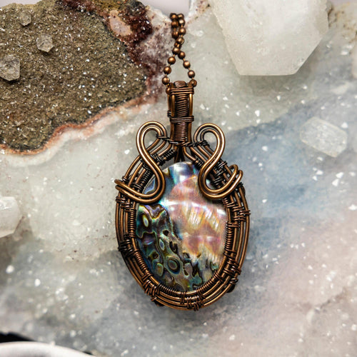 Abalone Wire Wrap Pendant 2.5 Inch | Wire Wraps | Wiccan Center