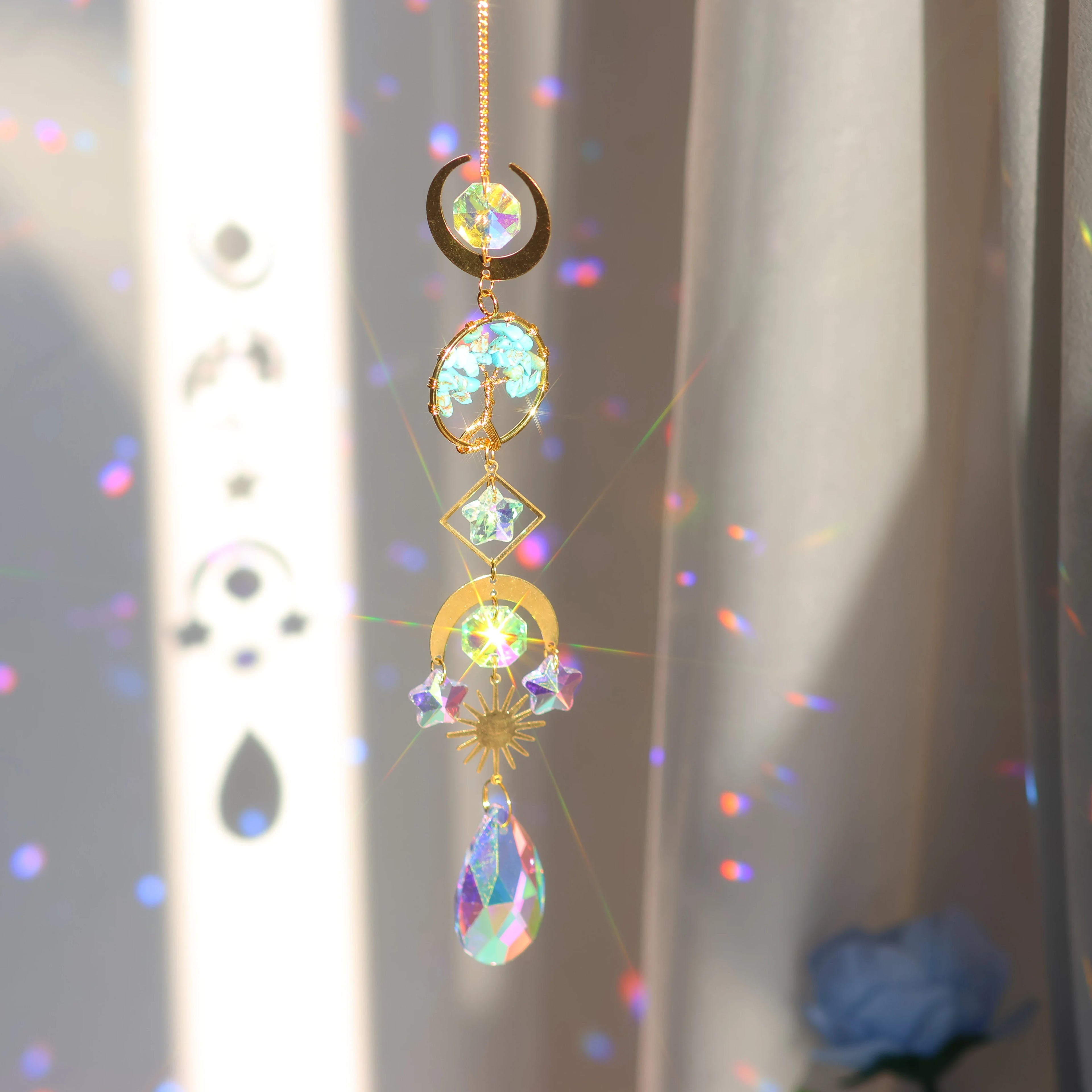 Tree of Life Crystal Pendant Sun Catcher Indoor and Outdoor Rainbow Home Garden Window Christmas Tree Wedding Decoration | | Wiccan Center