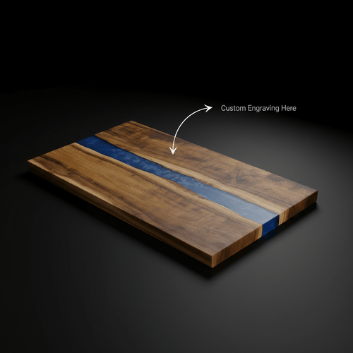 Acacia Wood Serving Board with Blue Pearl Resin | Custom Engraved Charcuterie Board | Personalized Gift for Kitchen & Events | Cutting Board | Wiccan Center