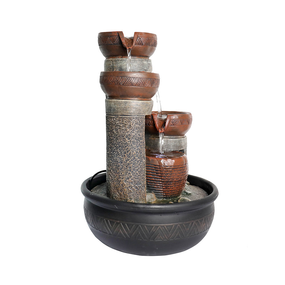 Resin Boho Carved Bowl Tabletop Water Fountain 15 Inch | Outdoor Fountain | Wiccan Center