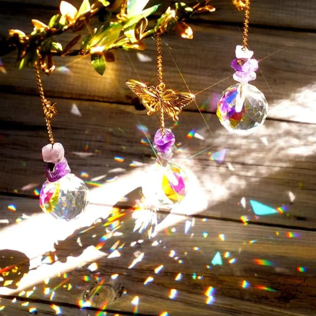 Sun Catcher with Butterfly Floral Vine Design Wedding Decor Home Wedding Party Decoration Ornament | | Wiccan Center