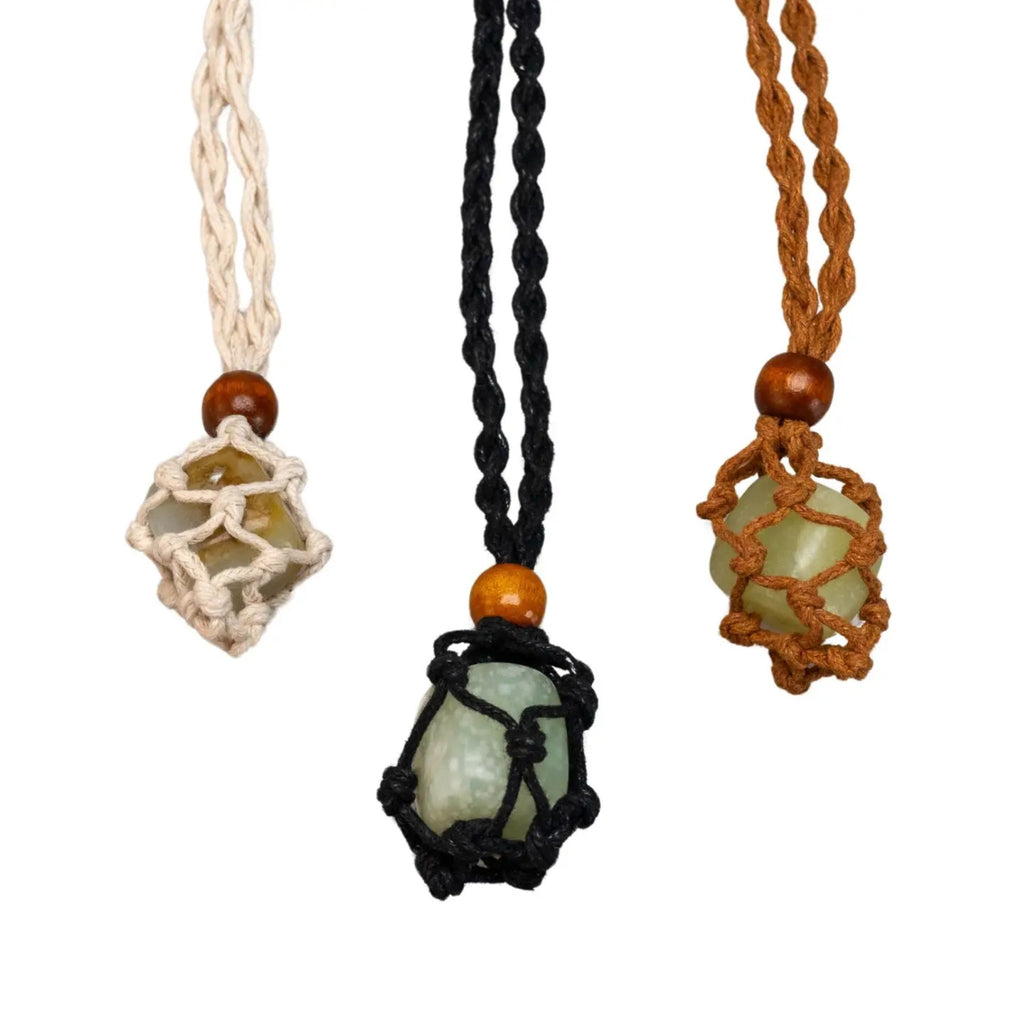 Adjustable Macrame Crystal Holder Necklace | | Wiccan Center