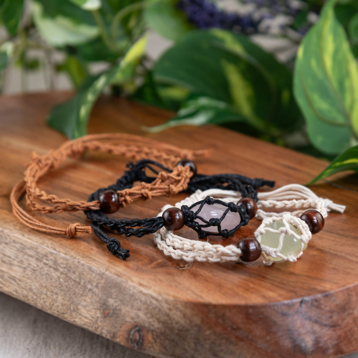 Adjustable Macrame Crystal Holder Bracelet | Bracelet | Wiccan Center